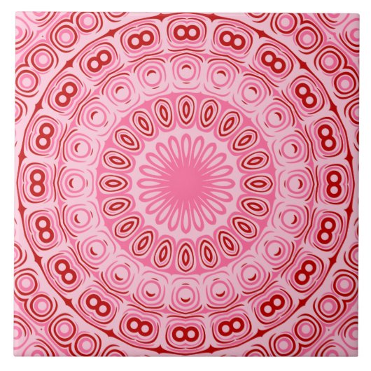 Carreau Motif Mandala Rouge et Rose (Devant)