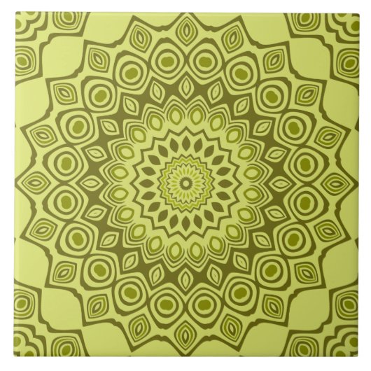 Carreau Motif Mandala Vert Olive Groovy (Devant)