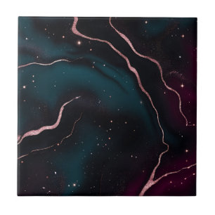Carreau Motif Marbre Galaxie Or Rose Émeraude