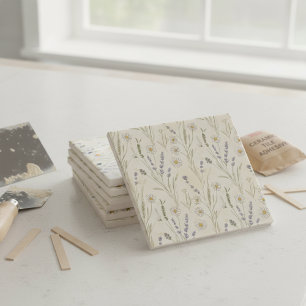 Carreau Motif Marguerite Fleur Sauvage Lavande Cottagecore