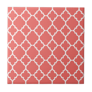 Carreau Motif marocain blanc de corail de Quatrefoil