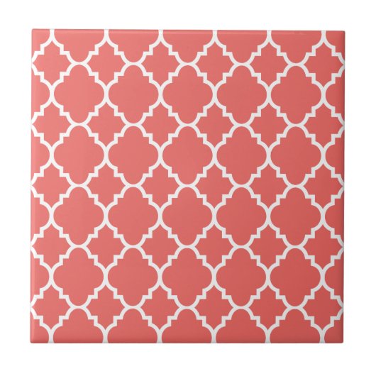 Carreau Motif marocain blanc de corail de Quatrefoil (Devant)