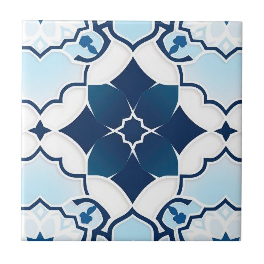 Carreau Motif marocain bleu et blanc (Devant)