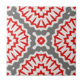 Carreau Motif marocain ethnique rouge blanc gris (Devant)