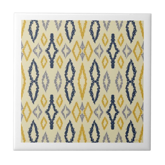Carreau Motif marocain Ikat Blue Yellow (Devant)