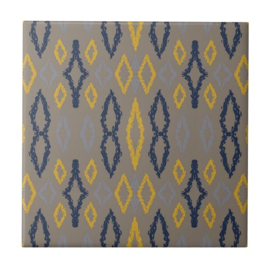 Carreau Motif marocain Ikat Blue Yellow Grey (Devant)