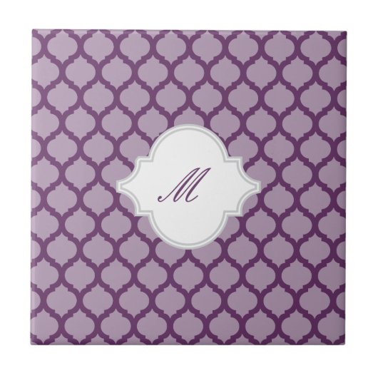 Carreau Motif marocain mauve avec Trivet en mosaïque Monog (Devant)