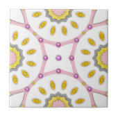 Carreau Motif Marocain Rose Blanc & Jaune Avec Diamants (Devant)