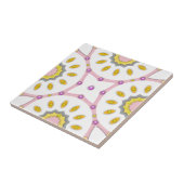 Carreau Motif Marocain Rose Blanc & Jaune Avec Diamants (Côté)