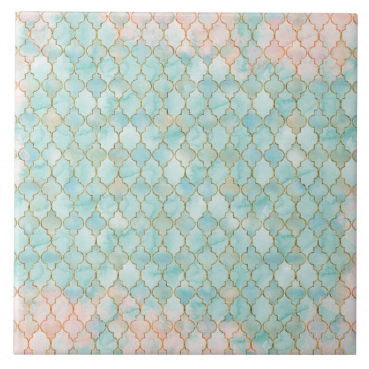 Carreau motif marocain rose clair et aqua (Devant)