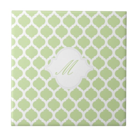 Carreau Motif marocain vert avec Trivet en mosaïque Monogr (Devant)