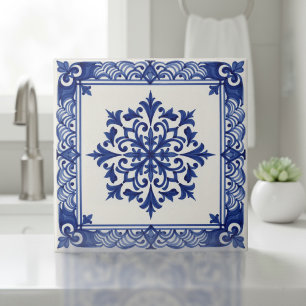 Carreau Motif méditerranéen Pat#10 Bleu ivoire ID1195