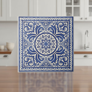 Carreau Motif méditerranéen Pat#11 bleu ivoire ID1195