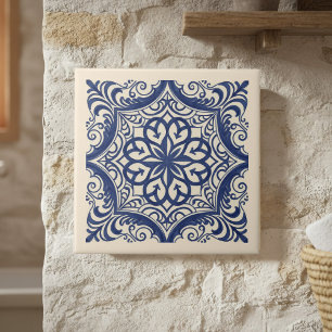 Carreau Motif méditerranéen Pat#4 bleu ivoire ID1195