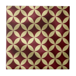 Carreau Motif métallisé or burgundy