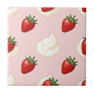 Carreau Motif mignon de crème fouettée aux fraises