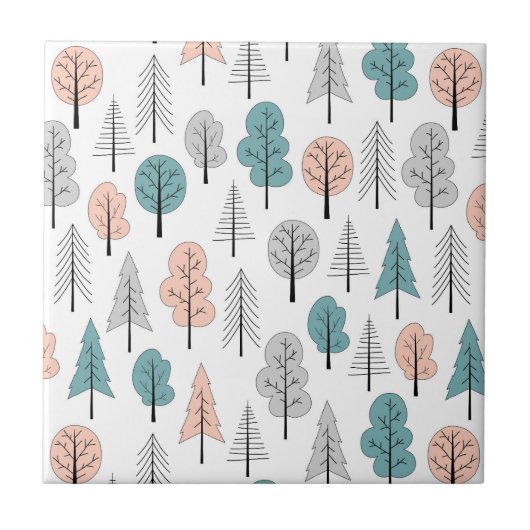 Carreau Motif mignon de forêt de griffonnage (Devant)