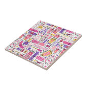 Carreau Motif mignon de manucure de griffonnage (Côté)