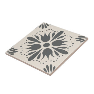 Carreau Motif moderne à fleurs blanches noires do-it-yours