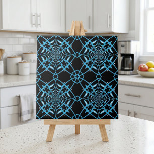 Carreau Motif moderne abstrait noir et turquoise