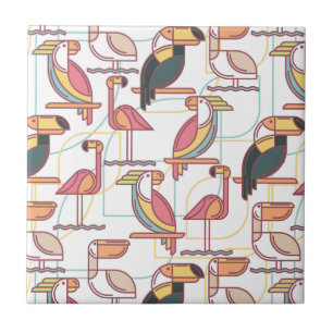 Carreau Motif moderne avec les oiseaux tropicaux