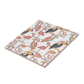Carreau Motif moderne avec les oiseaux tropicaux (Côté)