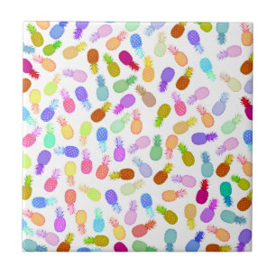 Carreau Motif moderne coloré d'ananas d'aquarelle