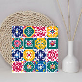 Carreau Motif moderne coloré géométrique méditerranéen,