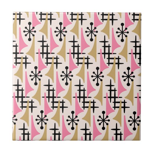 Carreau Motif moderne du milieu du siècle de l'âge atomiqu (Devant)