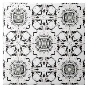 Carreau Motif moderne du milieu du siècle noir et blanc