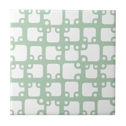 Carreau Motif moderne du milieu du siècle Sage Green 2 (Devant)