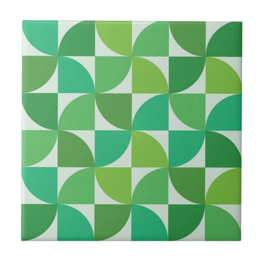 Carreau Motif moderne du milieu du siècle Vert et turquois (Devant)