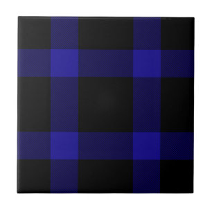 Carreau Motif moderne en Tartan noir et bleu