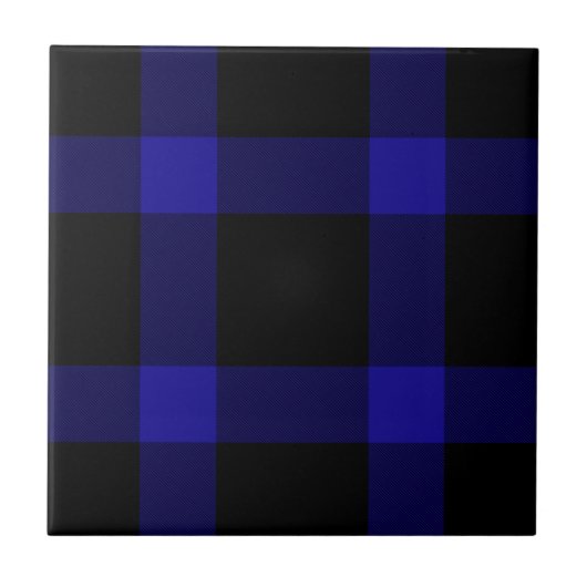 Carreau Motif moderne en Tartan noir et bleu (Devant)