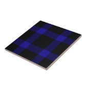 Carreau Motif moderne en Tartan noir et bleu (Côté)
