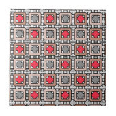Carreau motif moderne géométrique art déco gris rouge, bei (Devant)