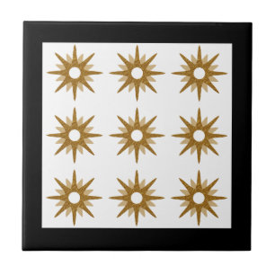 Carreau Motif moderne Gold Starburst Noir