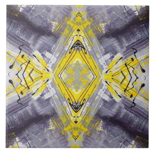 Carreau Motif moderne gris jaune tendance (Devant)