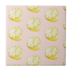 Carreau Motif moderne Pastel aux citrons rose et jaune