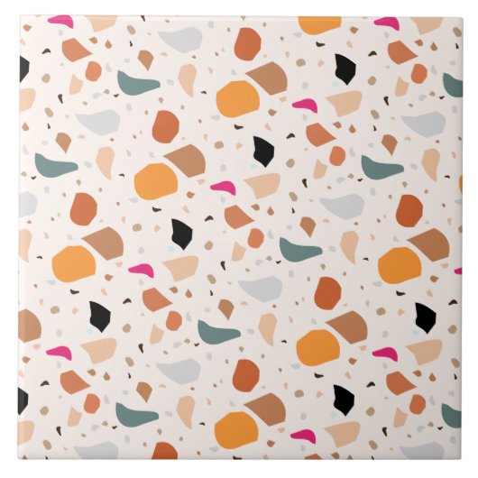 Carreau Motif moderne rétro Terrazzo coloré (Devant)
