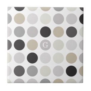 Carreau Motif monogramme moderne à pois noir et blanc