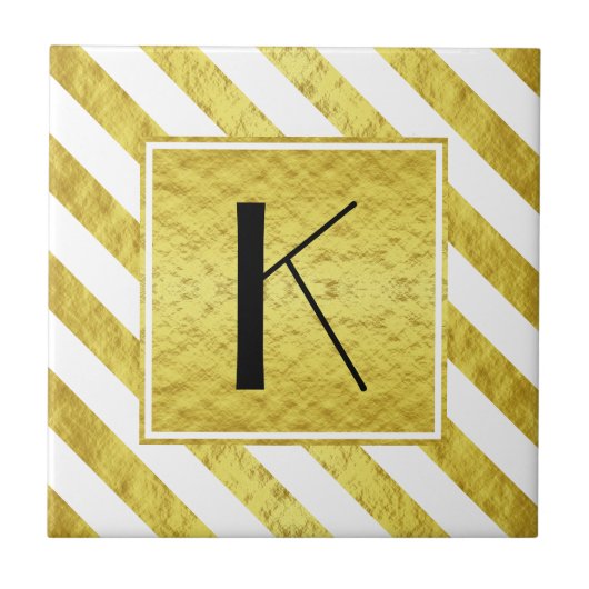 Carreau Motif Monogramme Rayures Or (Devant)
