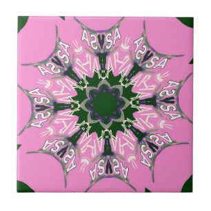 Carreau Motif Motif Monogramme noir et rose joli