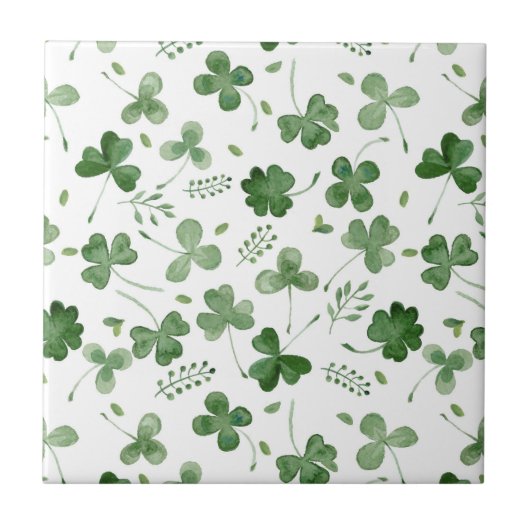 Carreau Motif mou de shamrock d'aquarelle (Devant)