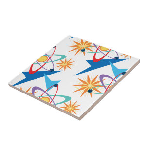 Carreau Motif multicolore d'âge d'espace rétro