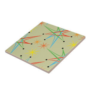 Carreau Motif multicolore rétro étoile atomique