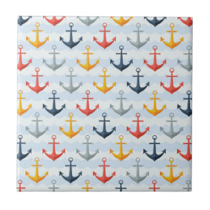 Carreau Motif nautique avec des Ancres