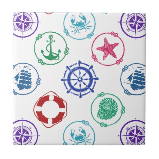 Carreau Motif nautique coloré (Devant)