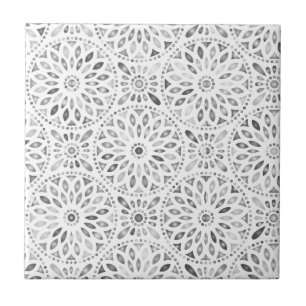 Carreau Motif noir blanc de Mandala Abstrait