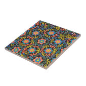 Carreau Motif noir chic avec fleurs colorées (Côté)